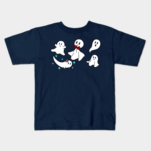 Five Cute Ghosts Kids T-Shirt by saradaboru